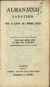Almanacco Zaratino, Godina: 1813