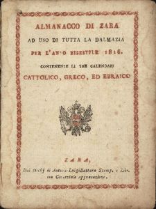 Almanacco di Zara, Godina: 1816