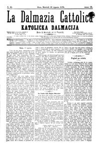 La Dalmazia cattolica, Godina: 1878, Vol.: 9