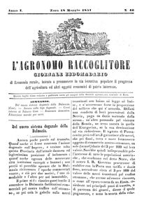 L'Agronomo raccoglitore, Godina: 1851, Vol.: 1