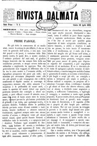 Rivista Dalmata, Godina: 1859, Vol.: 1.