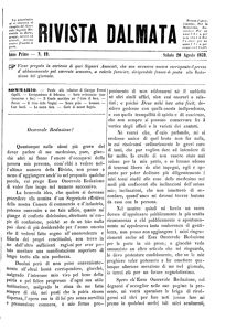 Rivista dalmata, Godina: 1859, Vol.: 1.