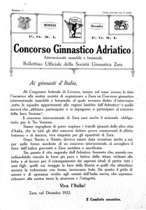 Bollettino ufficiale della Società ginnastica Zara, Godina: 1922