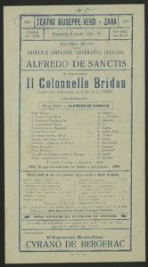 Il colonnello Bridau : commedia eroicomica in 4 atti di E. Fabre : domenica 5 aprile 1931, 2 recita