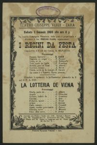 I recini da festa : capolavoro in 2 atti del R. Selvatico. La lotteria de Viena : sabato 3 gennaio 1903 alle ore 8 p.