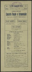 Grande concerto vocale e istrumentale : esecutori Maria Benedetti (mezzosoprano), Hermann Simberg (tenore), Vera Lauthard (pianoforte) : martedi 6 giugno 1933