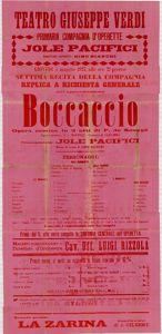 Boccaccio : opera comica in 3 atti di F. de Souppe ... messa in scena da Gino Bianchi